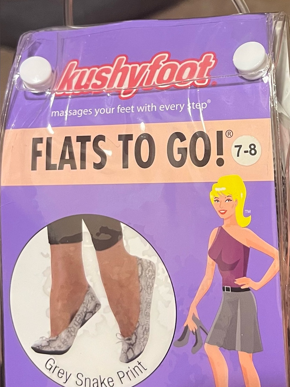 Flats To Go! Grey Snake Print Foldable Ballet Flats - Women